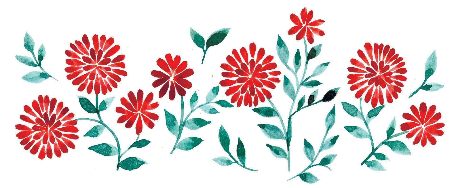 einstellen von einfach rot Wildblumen. Aquarell Zeichnung von Blumen. vektor