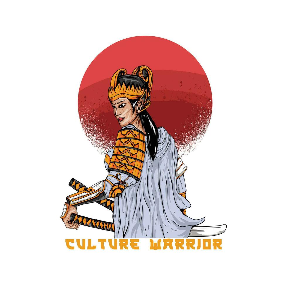 samuraj flicka krigare vektor bild