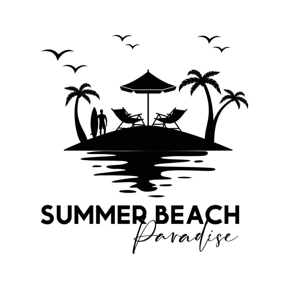 strand sommar vektor logotyp illustration