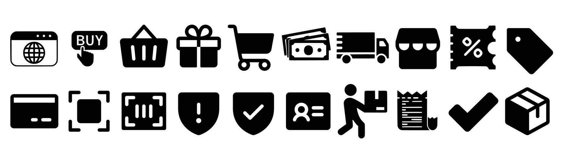 Einkaufen Rabatt und Verkauf füllen Symbole. vektor