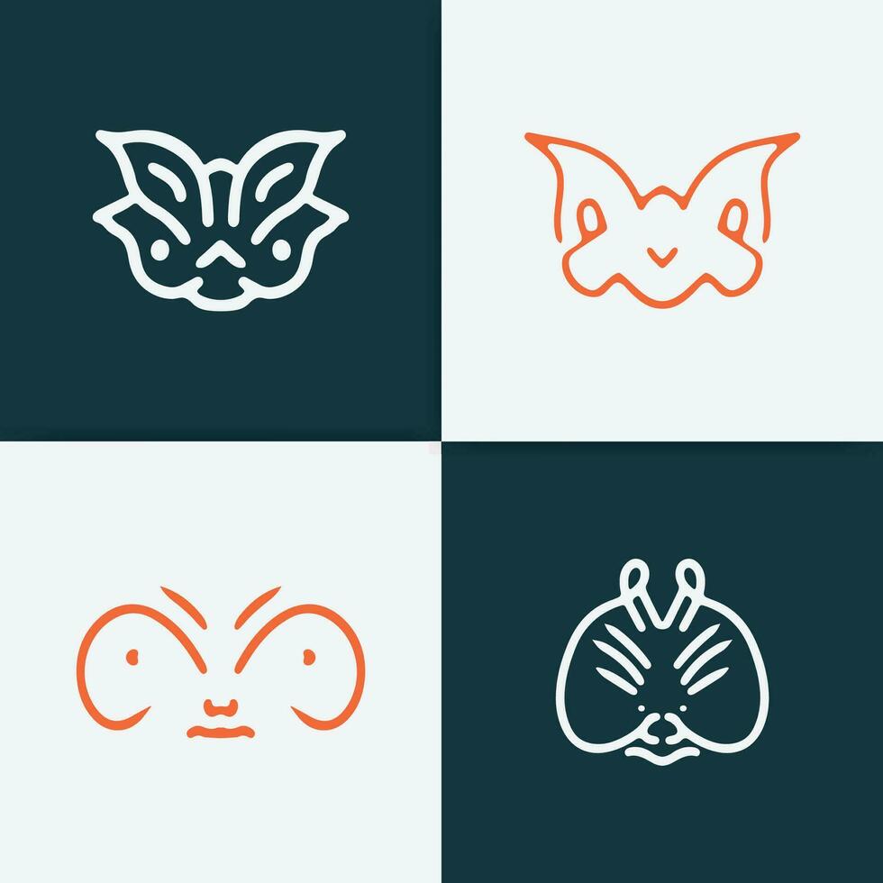 vier anders Typen von Tier und Insekt Logos vektor