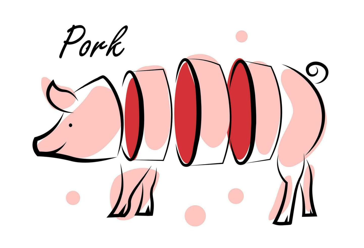 Schwein Fleisch auf ein Weiß Hintergrund. Schwein Stücke vektor