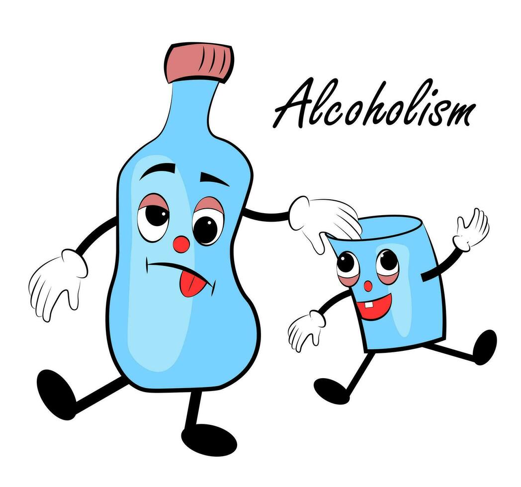 ein Flasche und ein Schuss Glas. Alkohol. Alkoholismus vektor