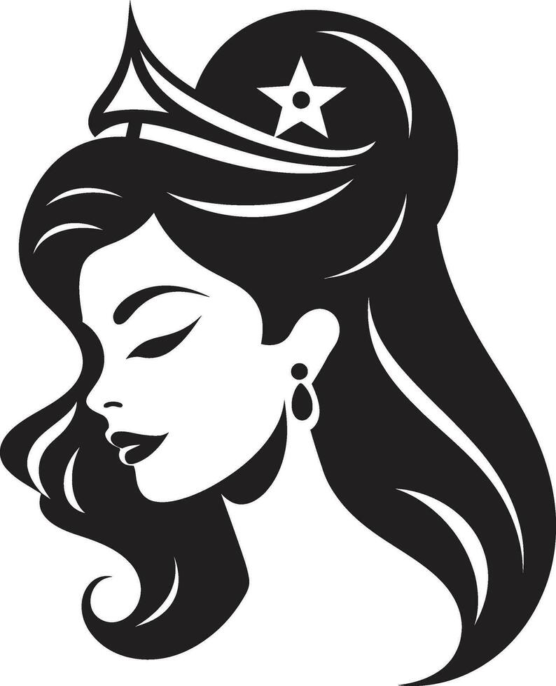 prinsessa persona avtäckt vektor logotyp design förtjusande royalty vecklas ut ikoniska emblem ikon