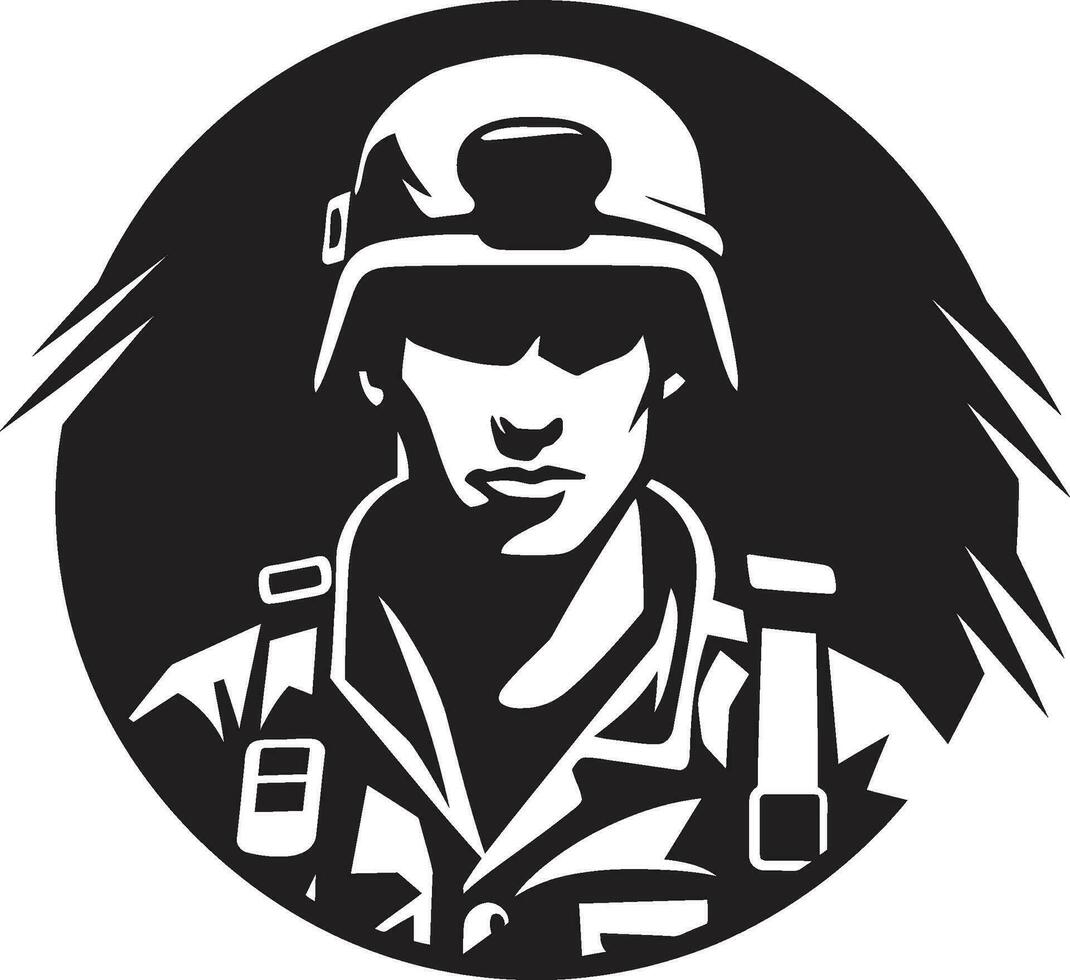 Trupp Zeichen Symbol von Tapferkeit patriotisch Profil Soldaten Antlitz vektor