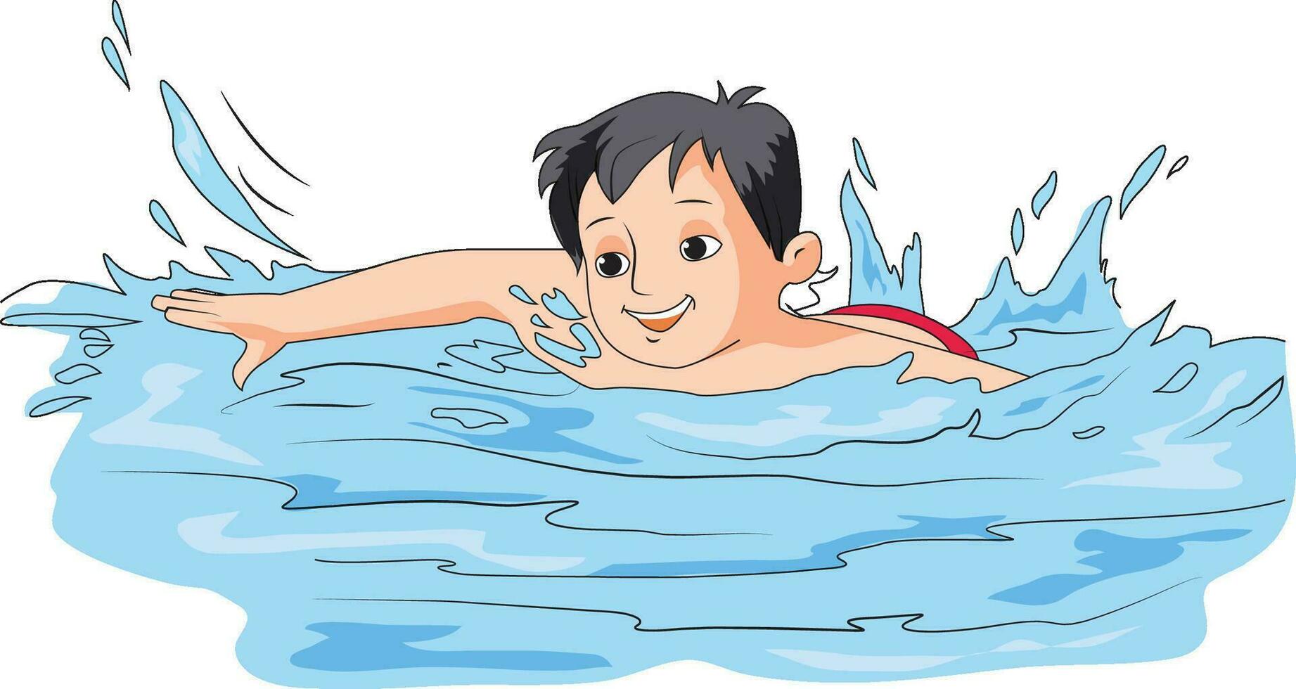 pojke swimmig i de slå samman vektor illustration