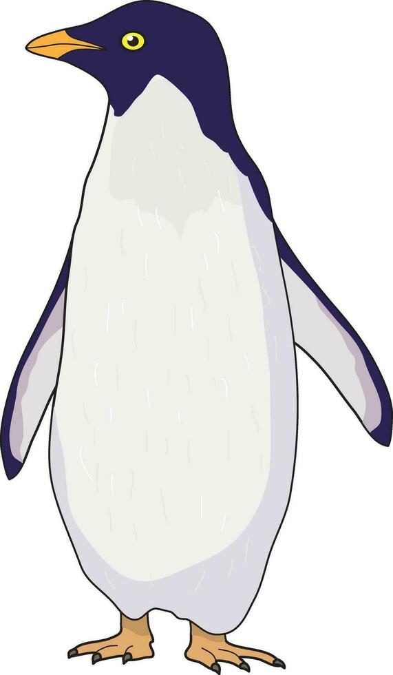 söt pingvin stående och ser på de sida vektor