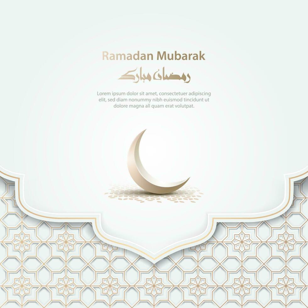 islamisch Gruß Ramadan Mubarak Karte Design mit islamisch Muster und Halbmond Mond vektor
