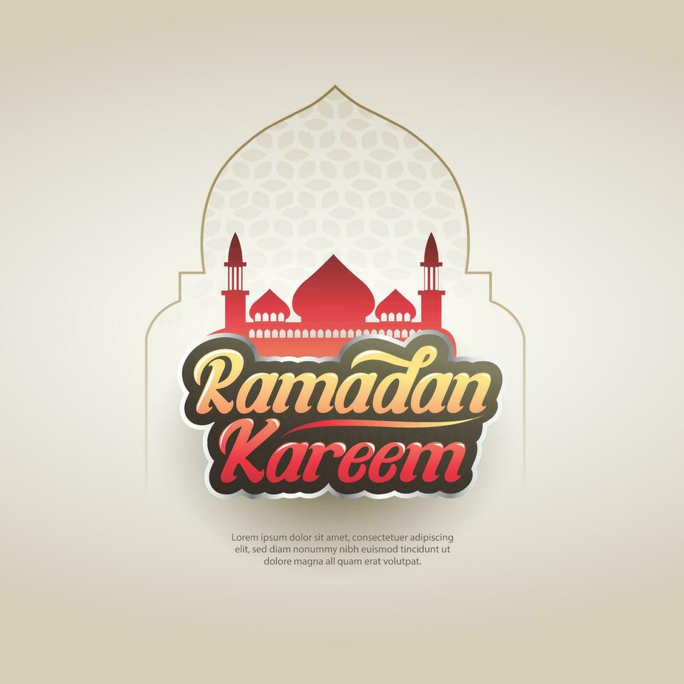 islamisch Gruß Ramadan kareem Karte Design mit schön Moschee vektor