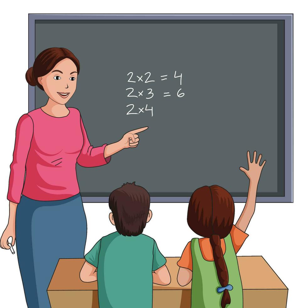 Illustration zeigen ein Klassenzimmer Szene mit Lehrer Lehren und Studenten Lernen vektor