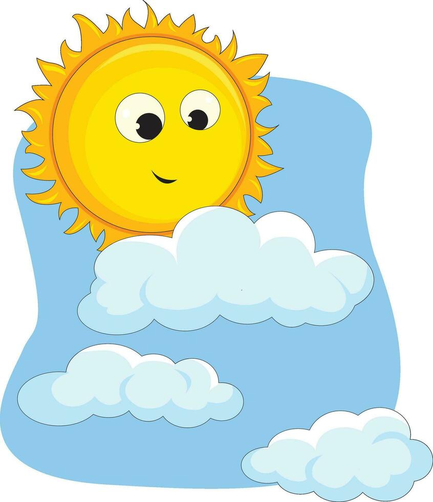 Vektor süß lächelnd Sonne und Wolken Vektor Illustration