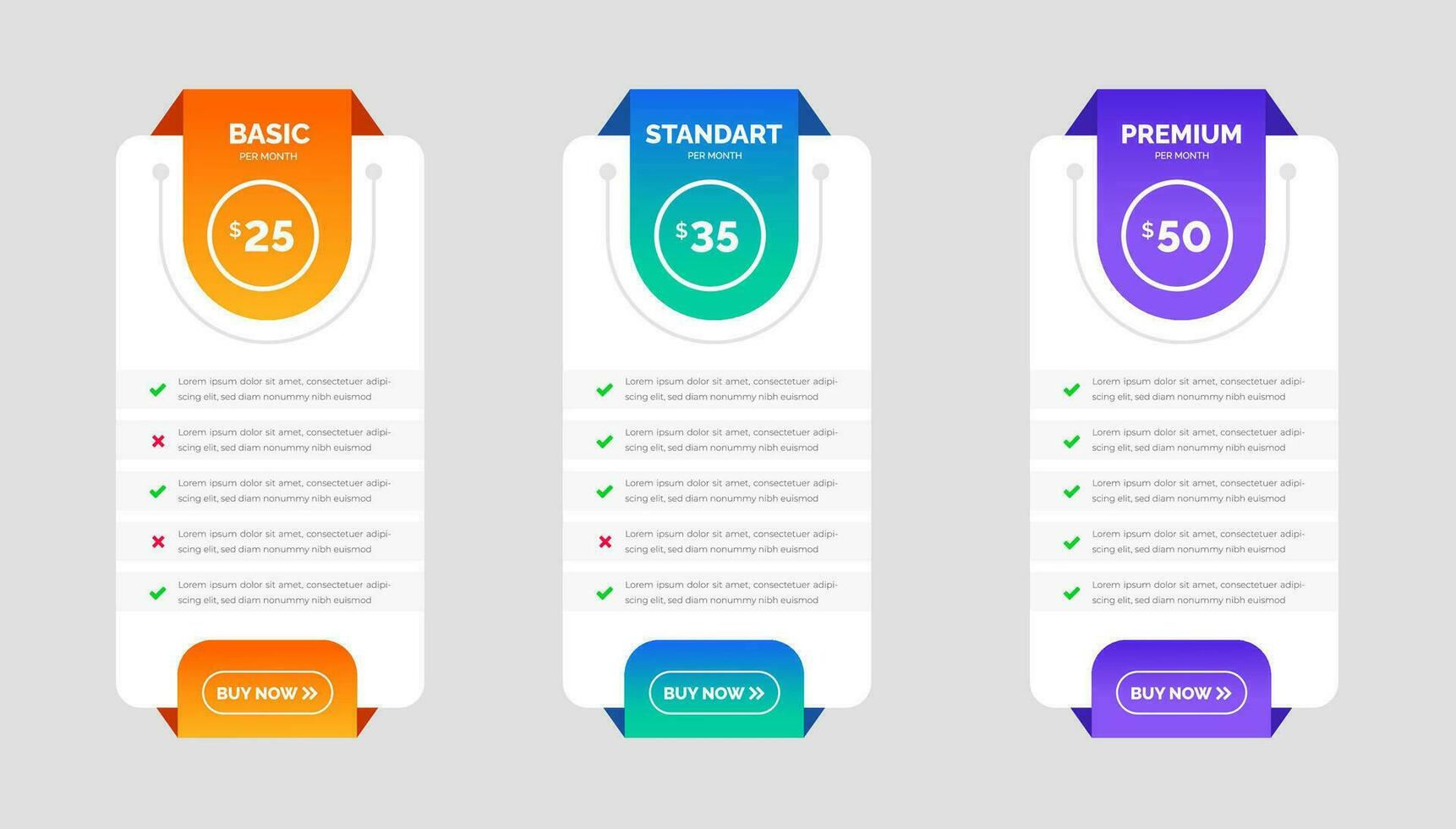 ui ux App Preisgestaltung Diagramm Tabelle Abonnement Design oder Webseite Preisgestaltung Diagramm Tabelle Design Vorlage. Produkt planen Angebot Preis Paket Abonnement Optionen Vergleich Tabelle Diagramm Infografik Design. vektor