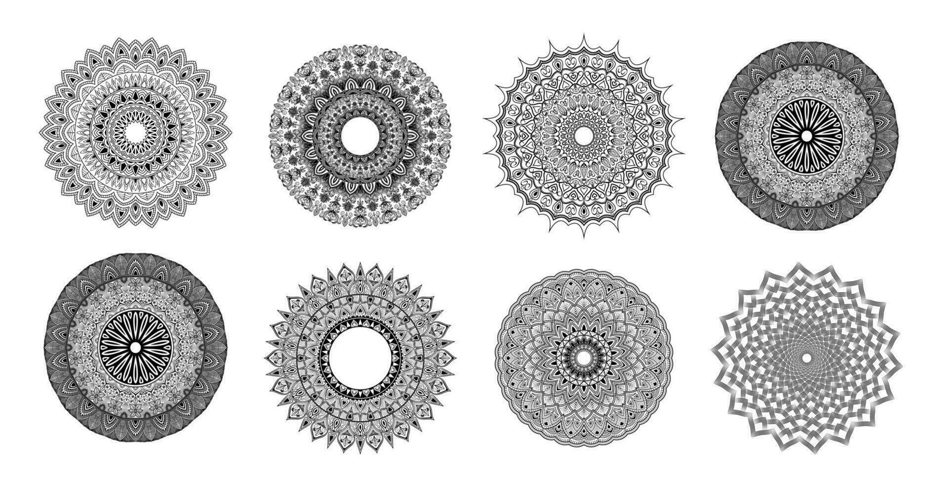 lyx dekorativ mandala bakgrund design uppsättning. vektor