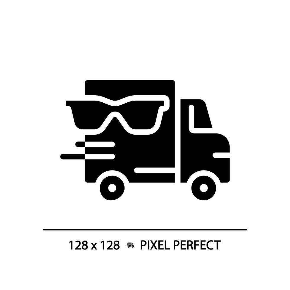 2d Pixel perfekt Glyphe Stil Brille Logistik Symbol, isoliert einfach Vektor, Silhouette Illustration Darstellen Auge Pflege. vektor