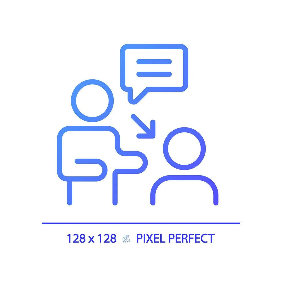 2d Pixel perfekt Gradient Coaching Symbol, isoliert Vektor, dünn Linie lila Illustration Darstellen Sanft Fähigkeiten. vektor