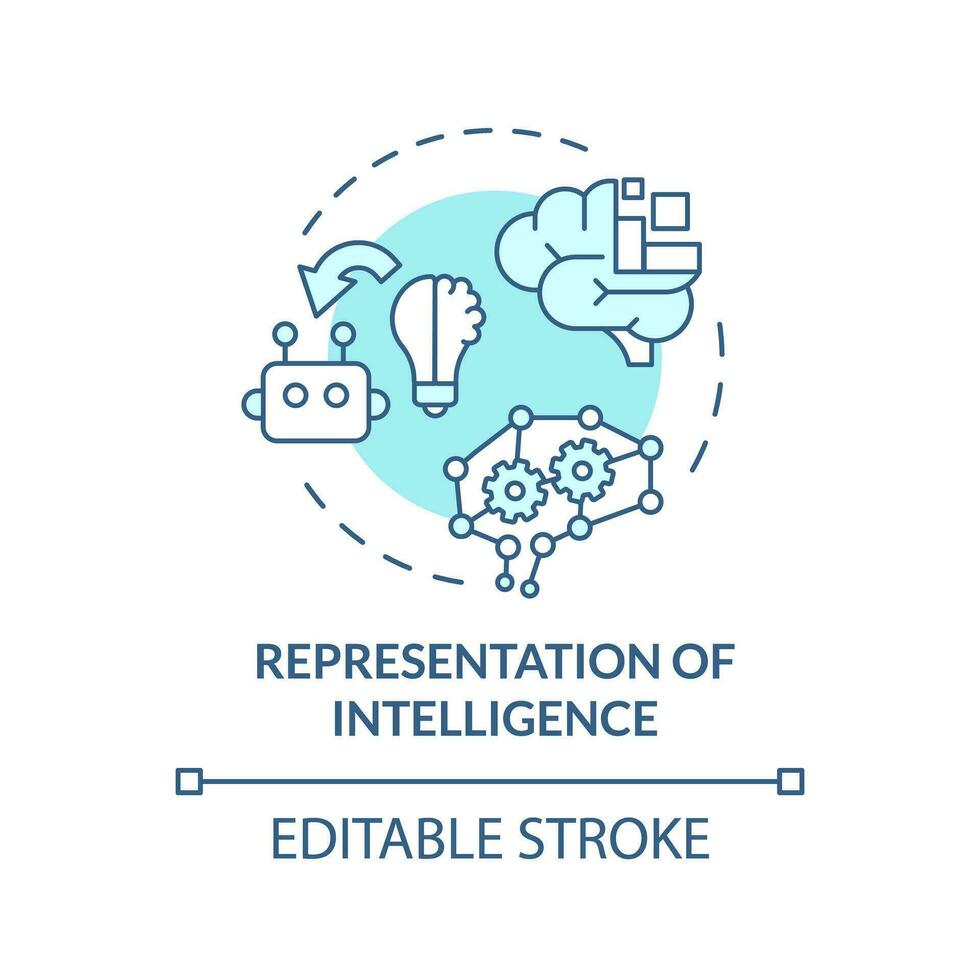 2d editierbar Blau Darstellung von Intelligenz Symbol, monochromatisch isoliert Vektor, dünn Linie Illustration Darstellen kognitiv Rechnen. vektor