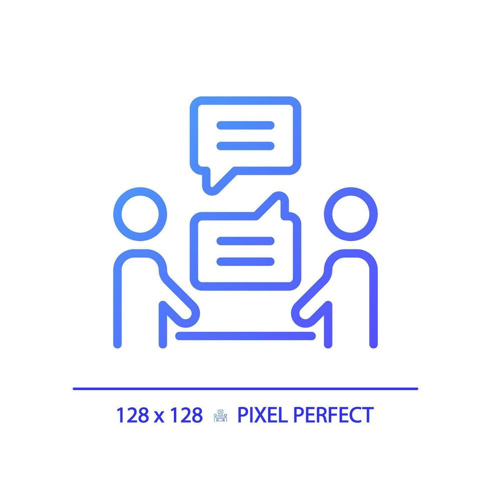 2d Pixel perfekt Gradient Kommunikation Symbol, isoliert Vektor, dünn Linie lila Illustration Darstellen Sanft Fähigkeiten. vektor