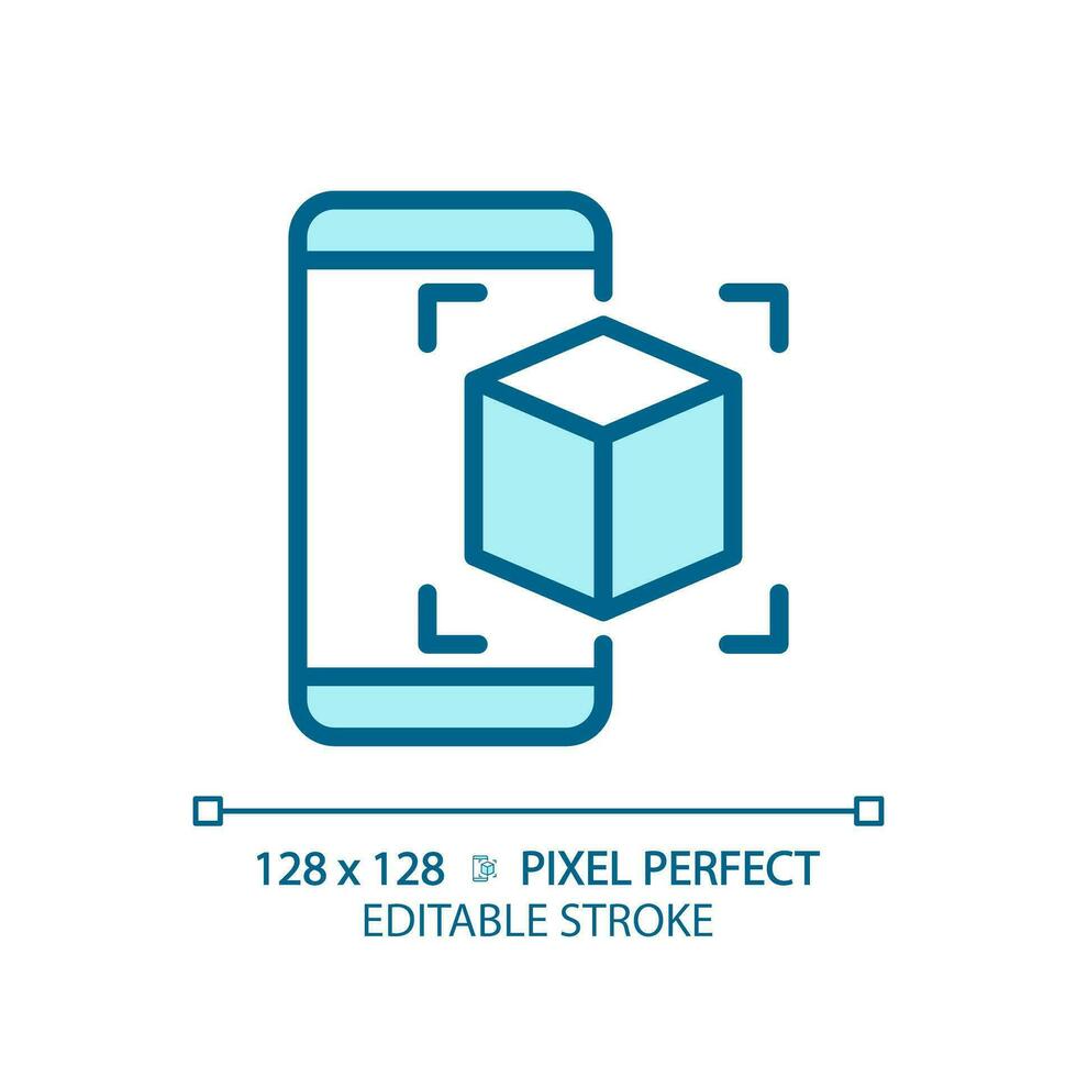 2d Pixel perfekt editierbar Blau ar Anwendung Symbol, isoliert monochromatisch Vektor, dünn Linie Illustration Darstellen vr, ar und Herr. vektor