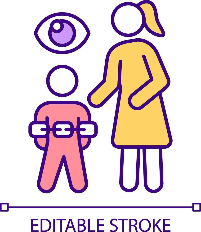 2d redigerbar föräldraskap dynamik ikon representerar medberoende relation, isolerat vektor, färgrik tunn linje illustration. vektor
