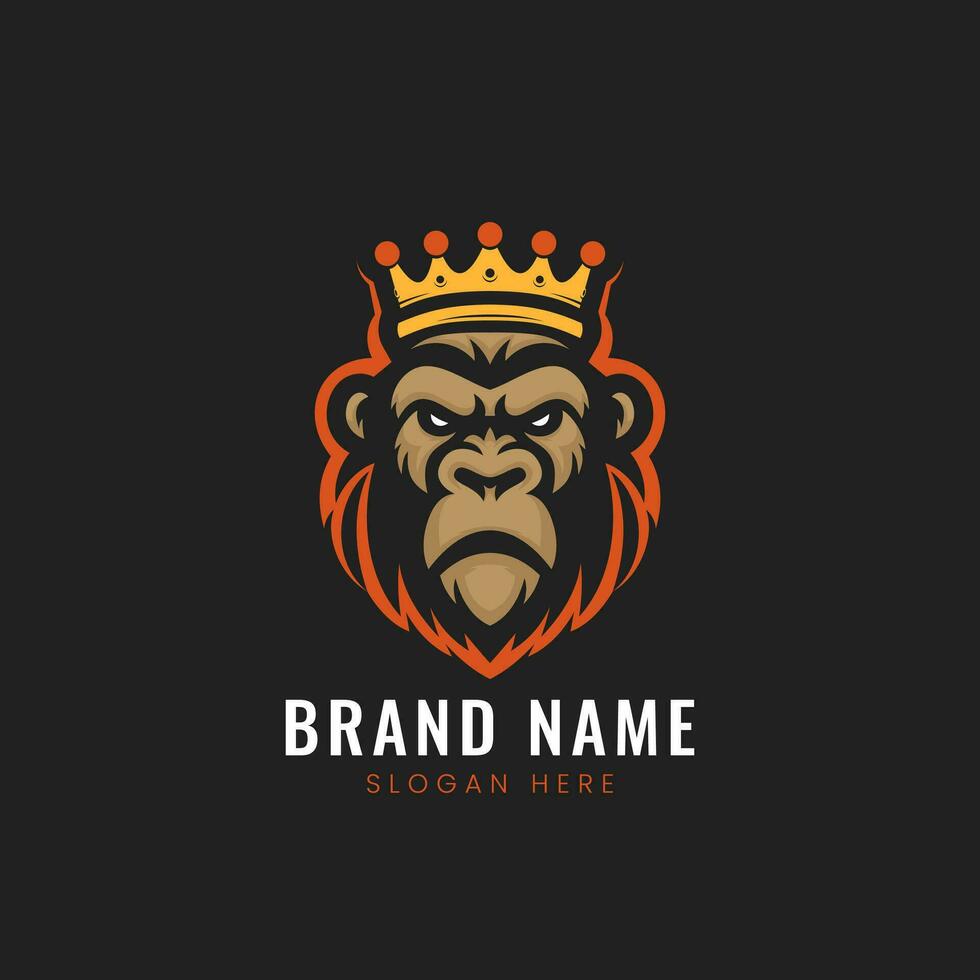 Jahrgang Gorilla tragen König Krone Maskottchen Vektor Logo Design. retro minimalistisch Affe Kopf Illustration wie Unternehmen Marke Identität. Vektor Illustration.