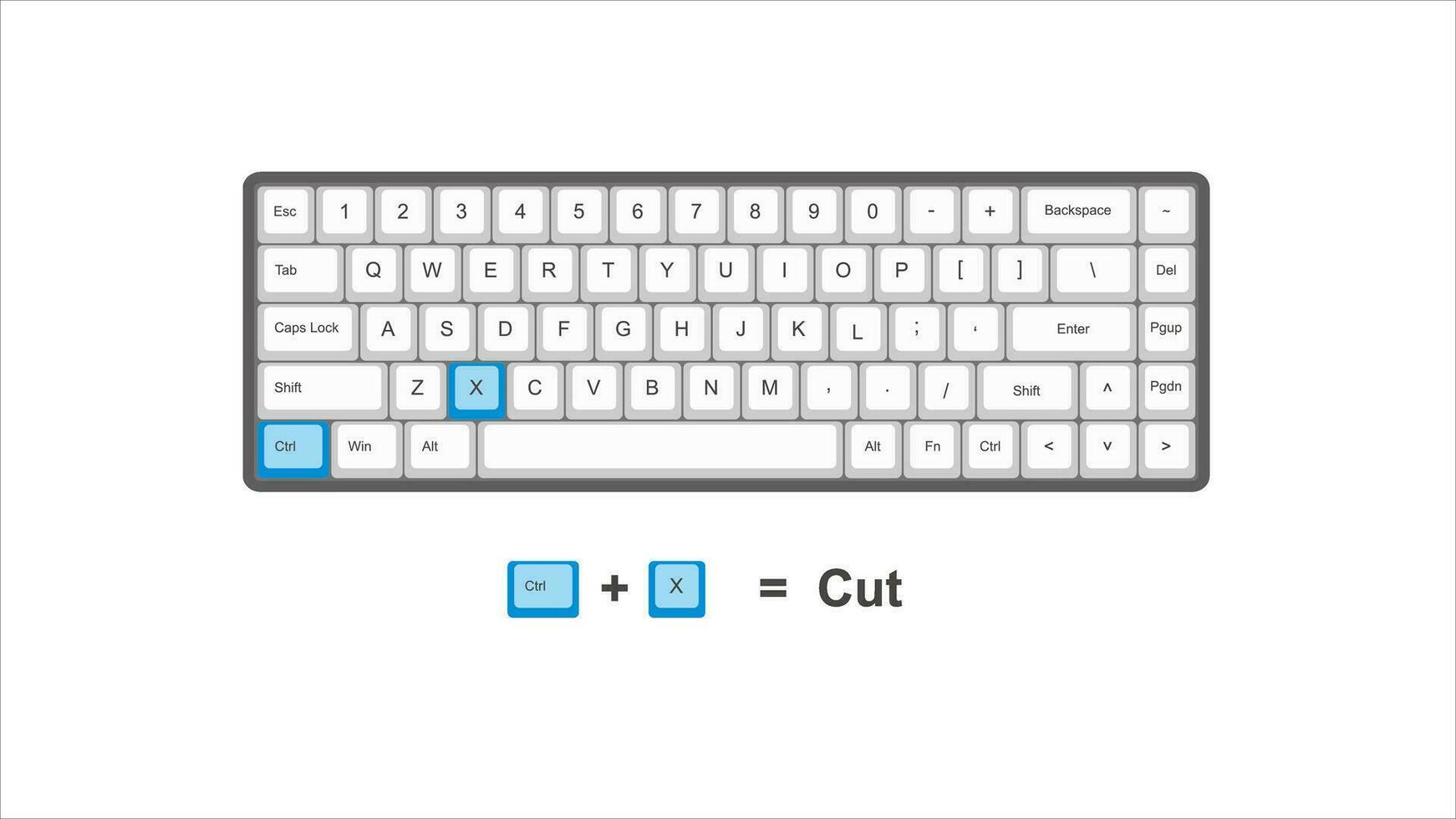 vektor kontrollera ctrl c skära - tangentbord genvägar - fönster med tangentbord vit och blå illustration och transparent bakgrund isolerat hotk