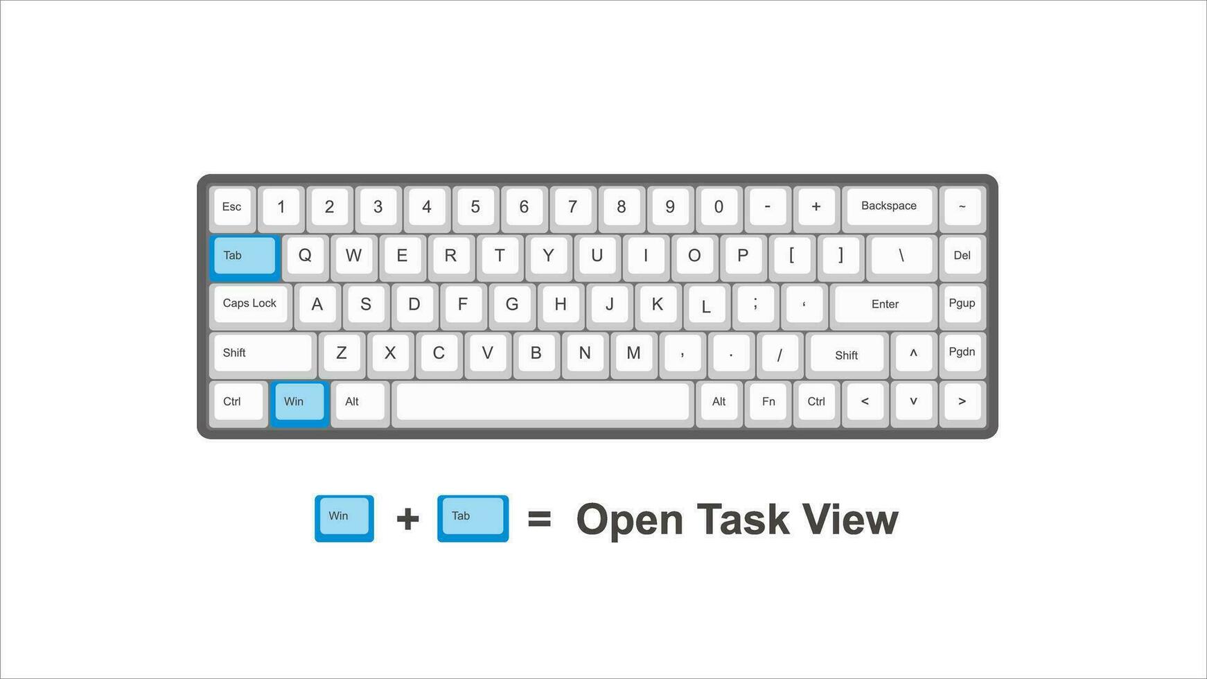 vektor kontrollera vinna flik öppen uppgift se - tangentbord genvägar - fönster med tangentbord vit och blå illustration och transparent bakgrund isolerat