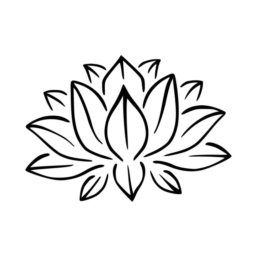 einfach Lotus Blume Linie Zeichnung Gliederung isoliert im Weiß Hintergrund. Lotus blühen Symbol Symbole. Vektor Illustration Konzept von abstrakt Lotus Blume