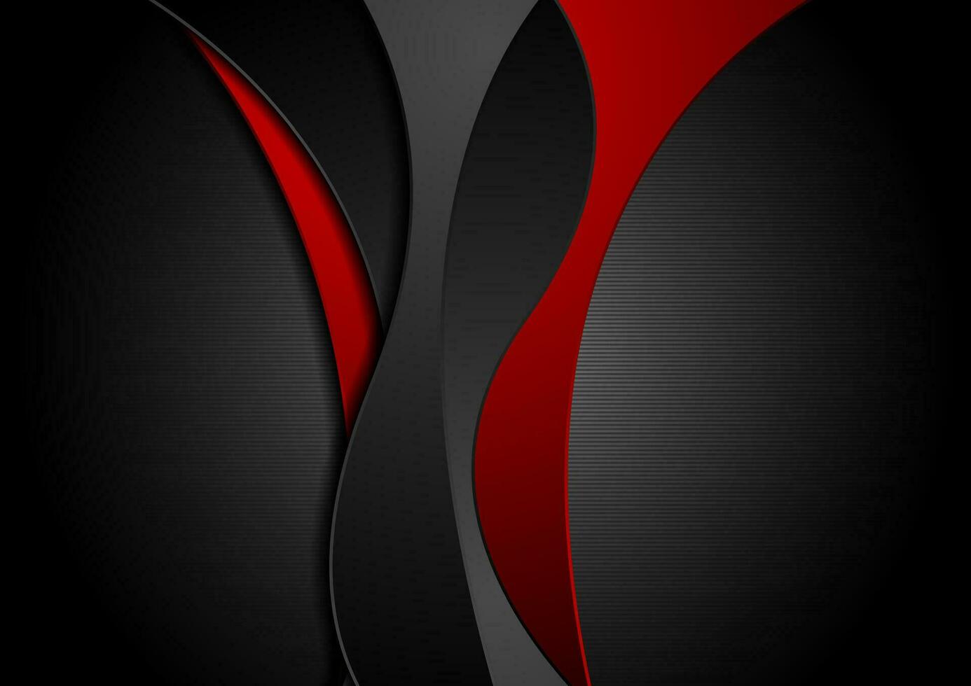 hoch Kontrast rot schwarz abstrakt Technik korporativ wellig Hintergrund vektor