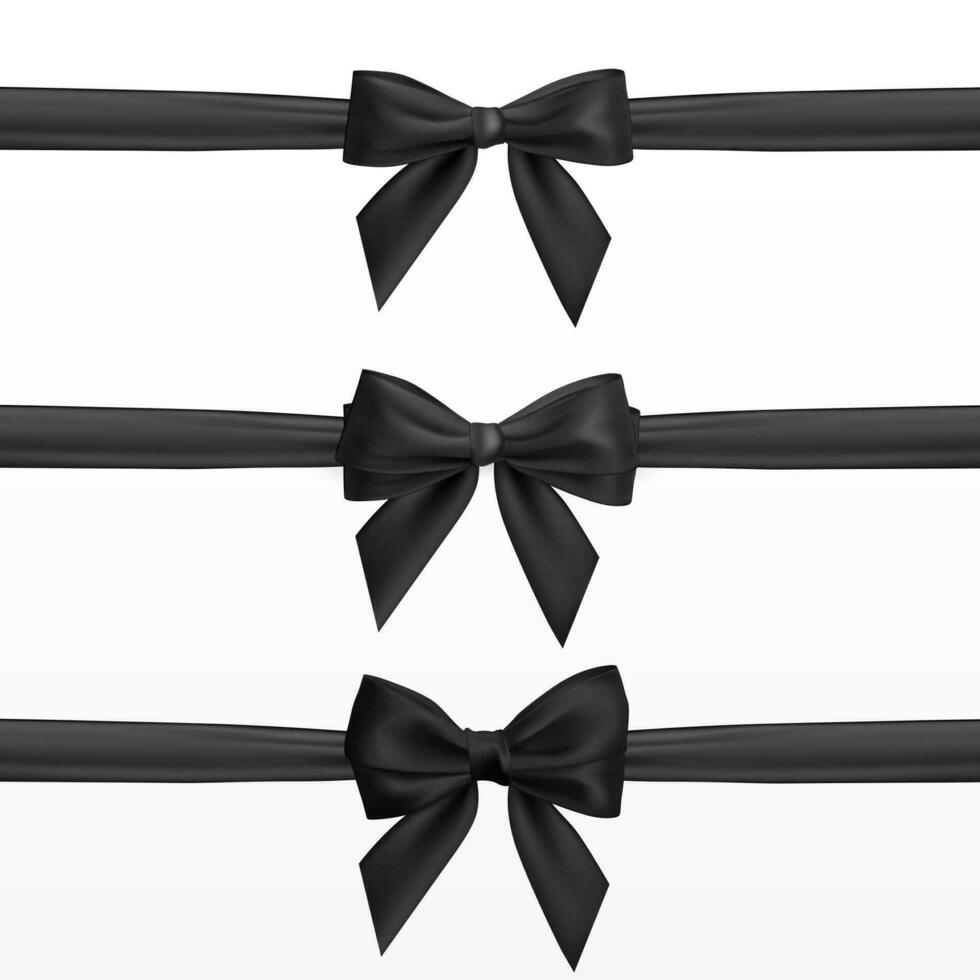 realistisk svart rosett. element för dekoration gåvor, hälsningar, högtider. vektor illustration