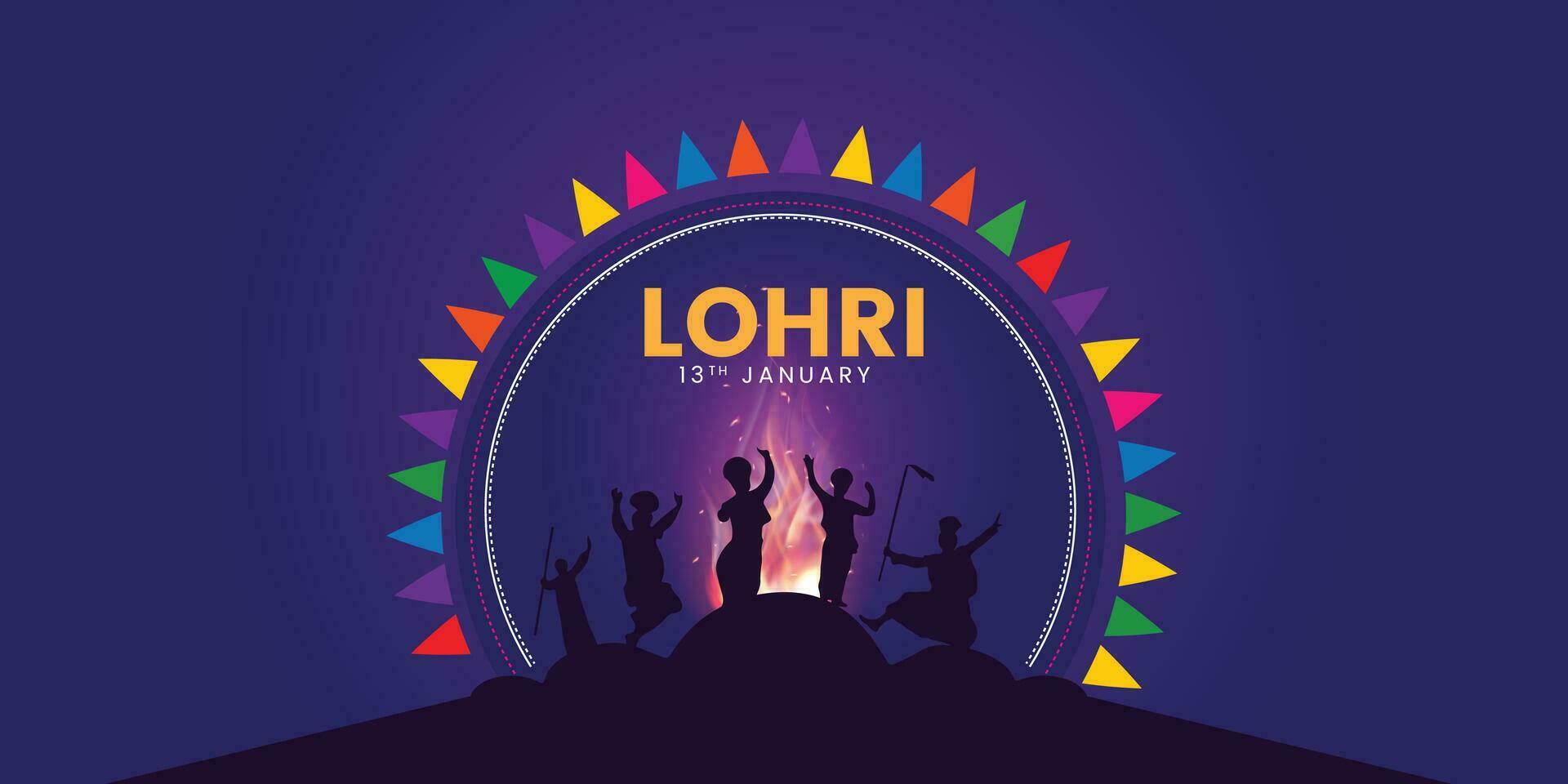 glücklich lohri Text. indisch Sikh Festival editierbar Design Hintergrund. Schöne Grüße auf das traditionell lohri Festival von Punjab, Indien. Gruß Karte, Poster Banner Design. vektor