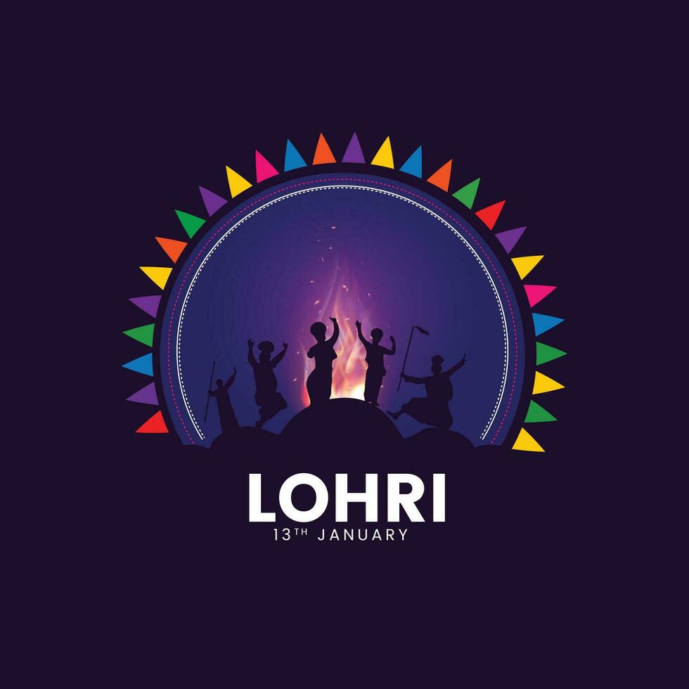 glücklich lohri Text. indisch Sikh Festival editierbar Design Hintergrund. Schöne Grüße auf das traditionell lohri Festival von Punjab, Indien. Gruß Karte, Poster Banner Design. vektor