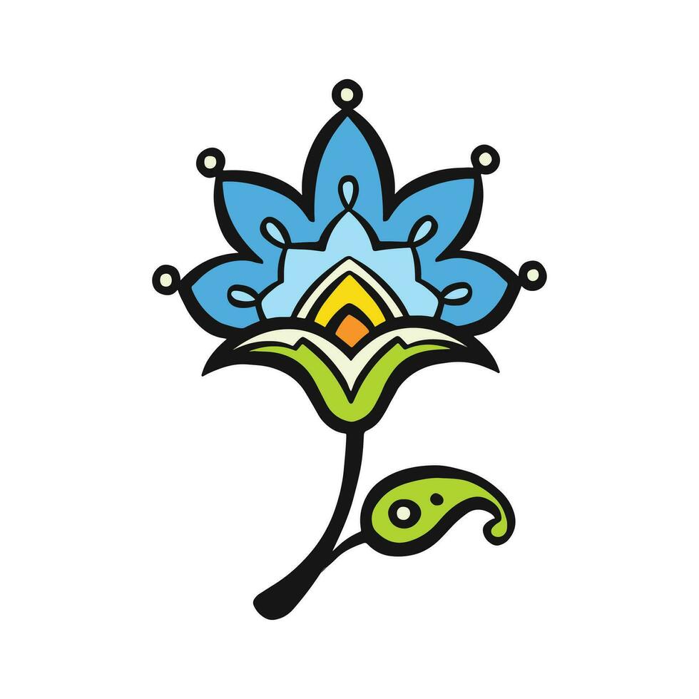 ethnisch stilisiert Blau Borago Blume, Vektor