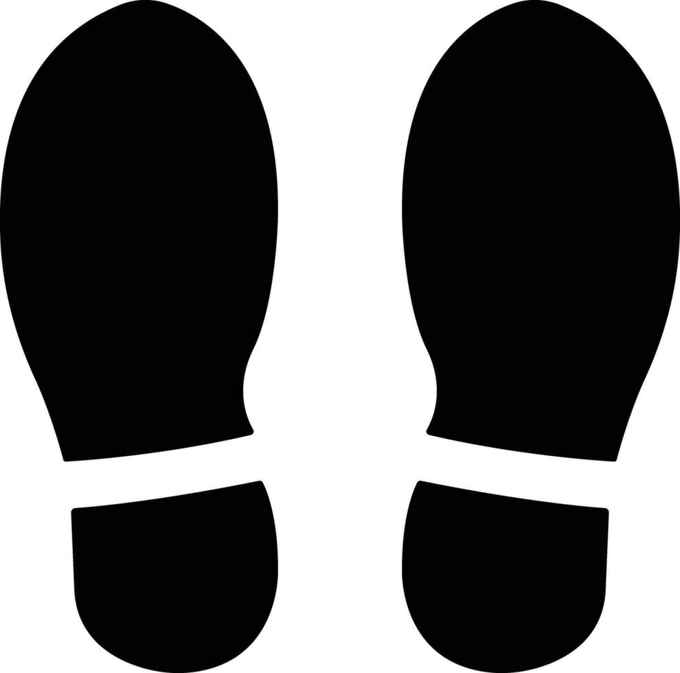 Fußabdrücke Mensch Symbol im eben Silhouette, isoliert auf Schuh Sohlen drucken Stiefel, Baby, Mann, Frauen Fuß drucken treten Eindruck Symbol barfuß. Vektor zum Apps, Webseite