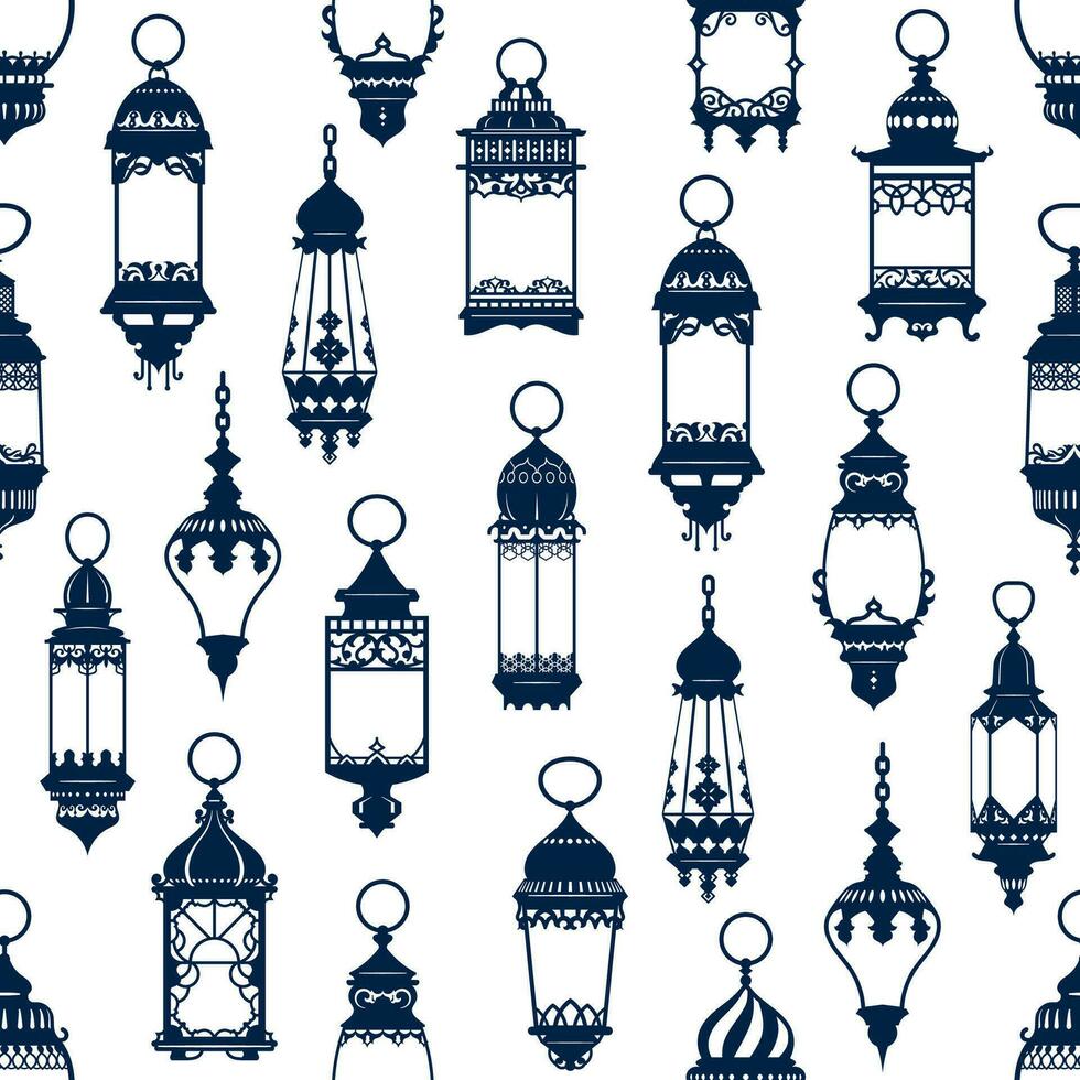 sömlös mönster av ramadan arab lyktor eller lampor vektor