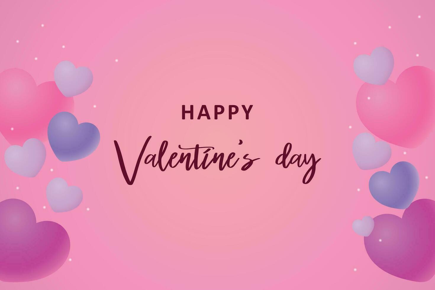 minimalistisch Valentinstag Tag Karte mit 3d Herzen. vektor