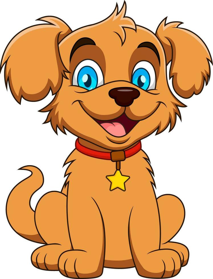 tecknad serie illustration av en söt brun hund Sammanträde vektor