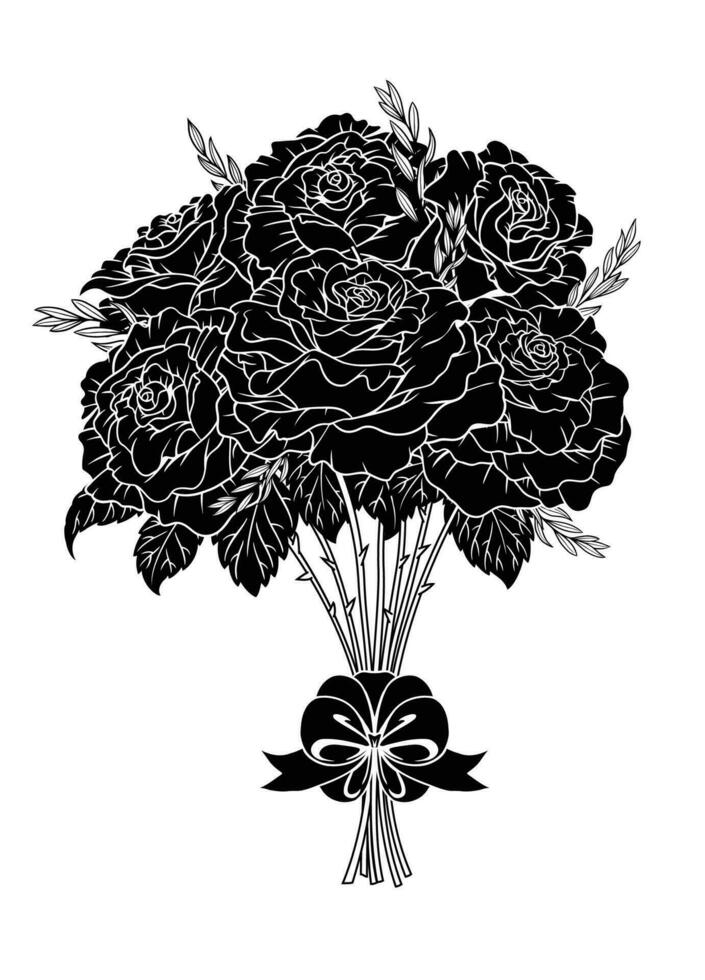 Rose Strauß Blume Hand gezeichnet Illustration vektor