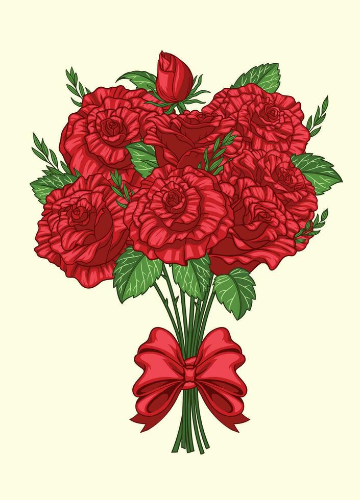 Strauß von rot Rose Blumen vektor