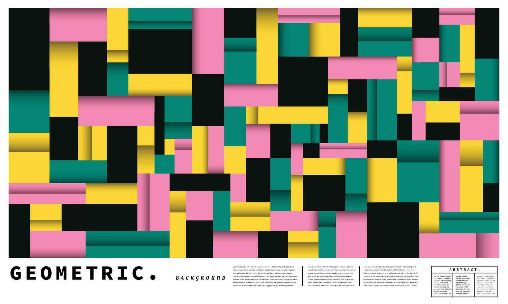 abstrakt rektangulär affisch design. färgrik geometrisk bakgrund. abstrakt fyrkant lager mönster bakgrund. modern polygon bakgrund för affisch, baner, omslag, folder, presentation, eller flygblad. vektor