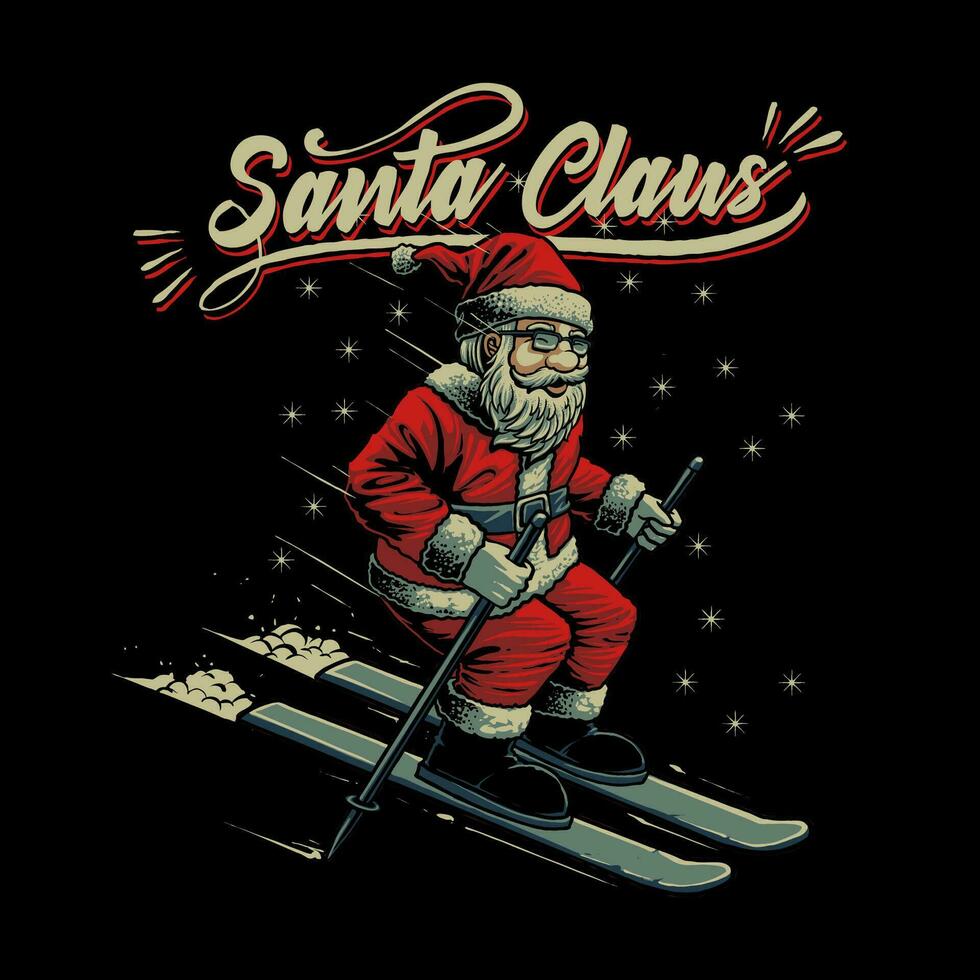 skidåkning santa claus jul illustration vektor