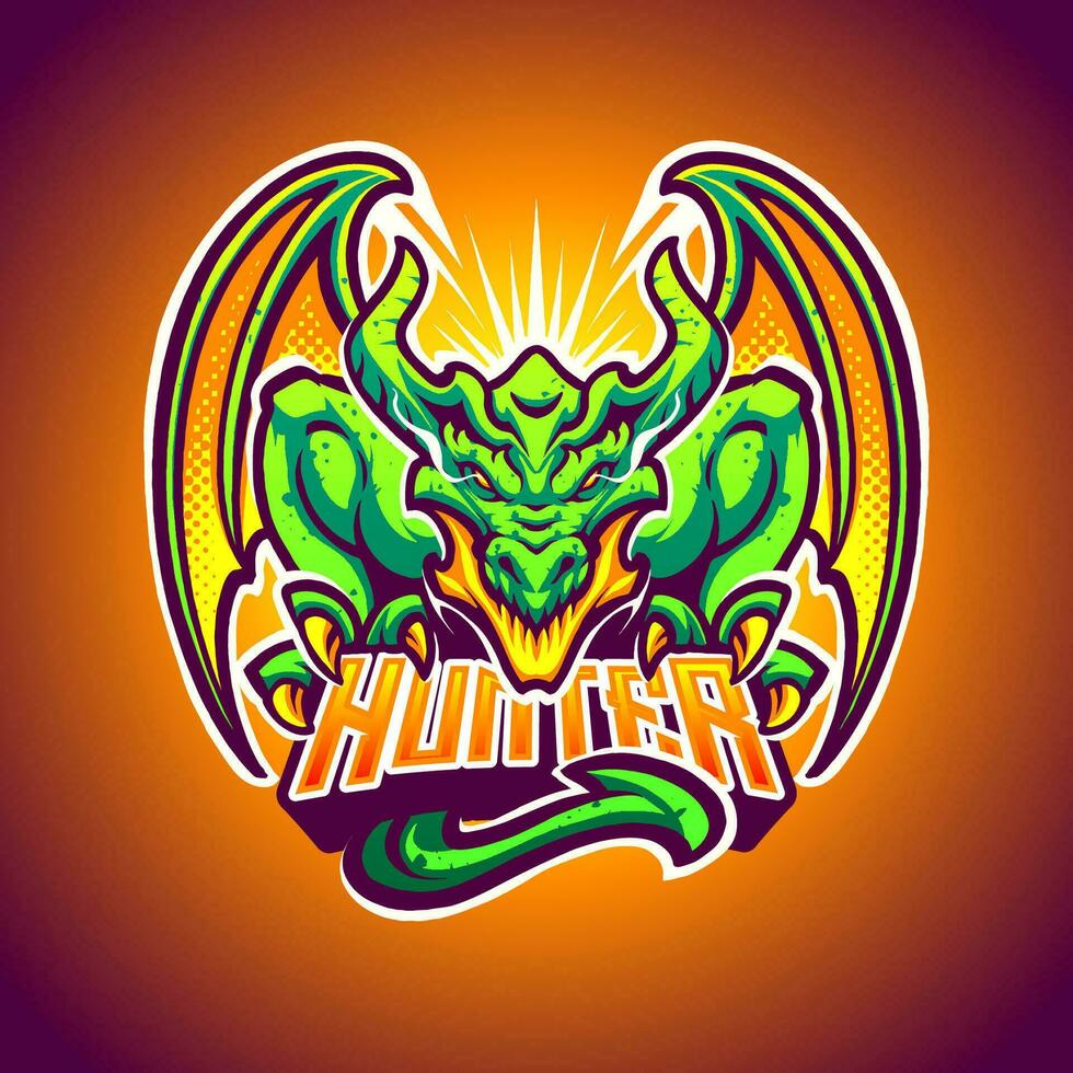 das Grün Drachen Esport Logo Vektor