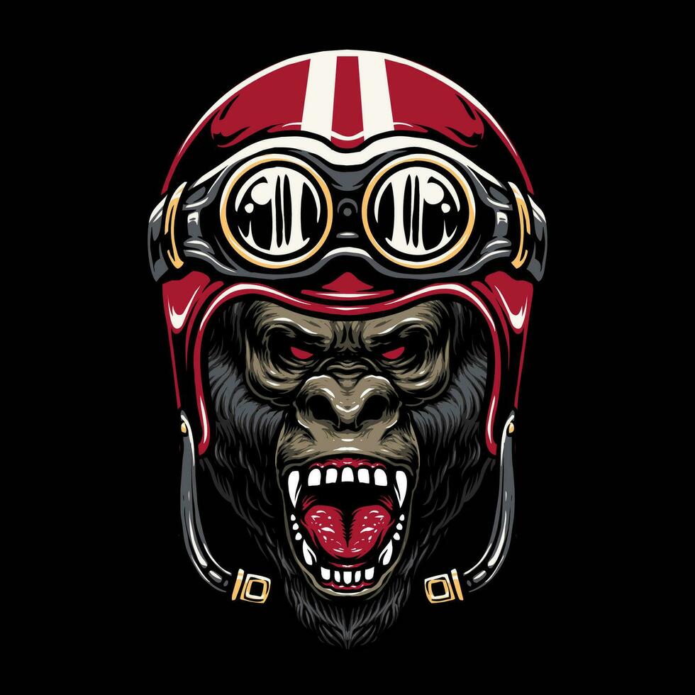 Gorilla Motorrad Helm Vektor Illustration