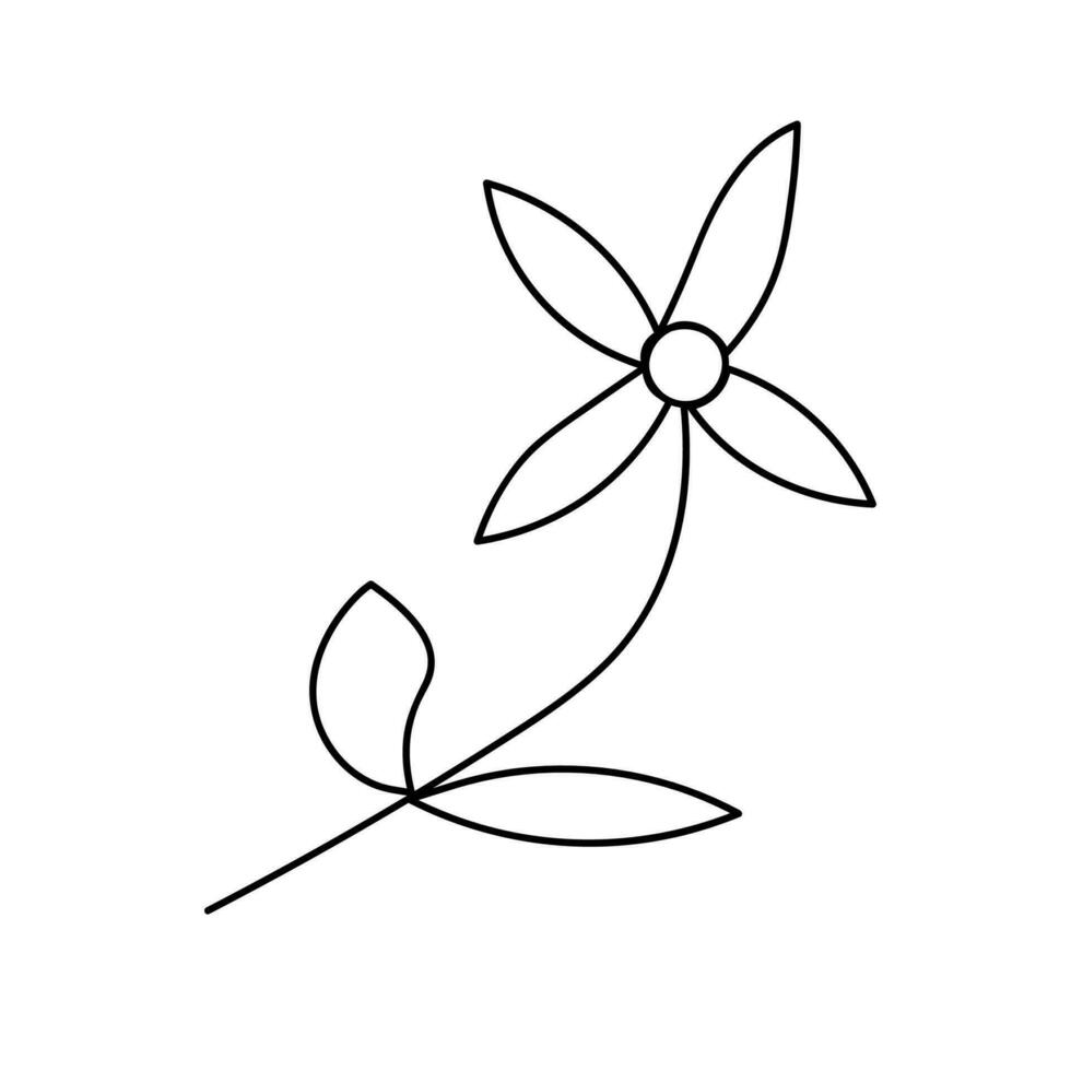 en enda blomma i klotter stil på en vit bakgrund. vektor