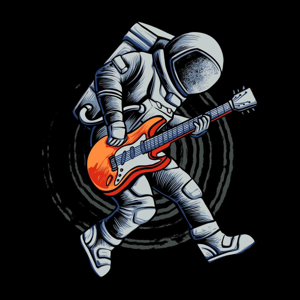 astronaut gitarr visa vektor illustration