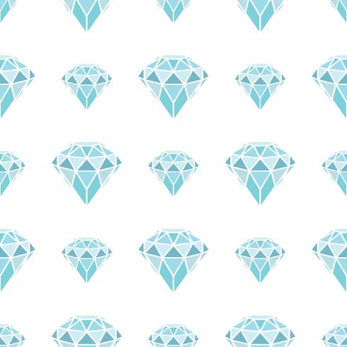 Seamless mönster av geometriska blå diamanter på vit bakgrund. Trendiga hipster kristaller design. vektor