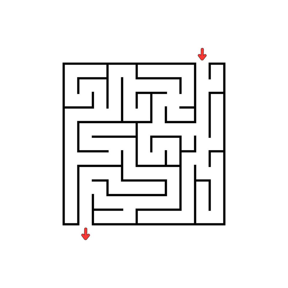 abstraktes quadratisches Labyrinth. Spiel für Kinder. Puzzle für Kinder. Labyrinth Rätsel. den richtigen Weg finden. Vektor-Illustration. vektor