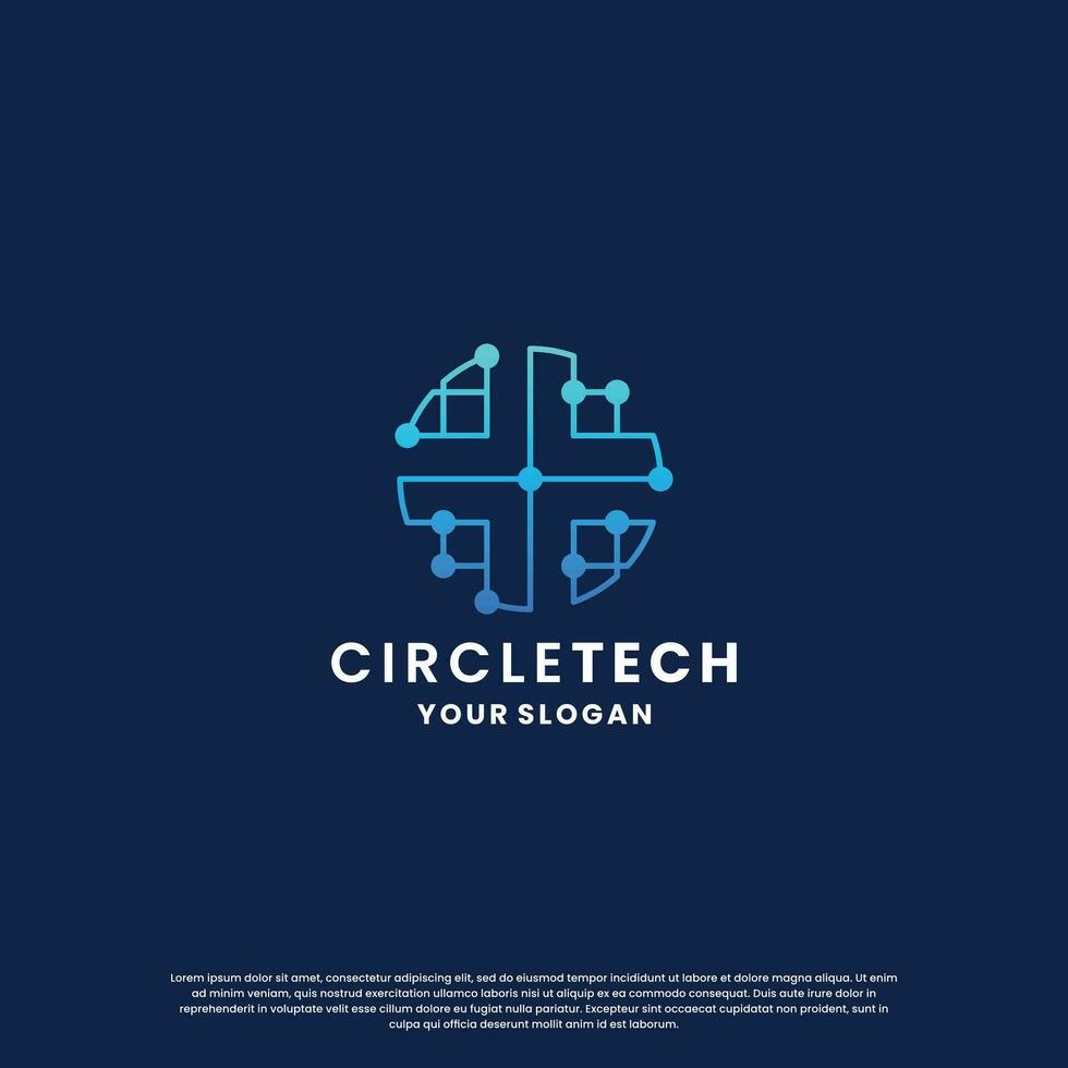 Welt Technologie Logo Design. abstrakt Logo zum Technologie. Kreis und Schaltkreis Verbindung Konzept vektor