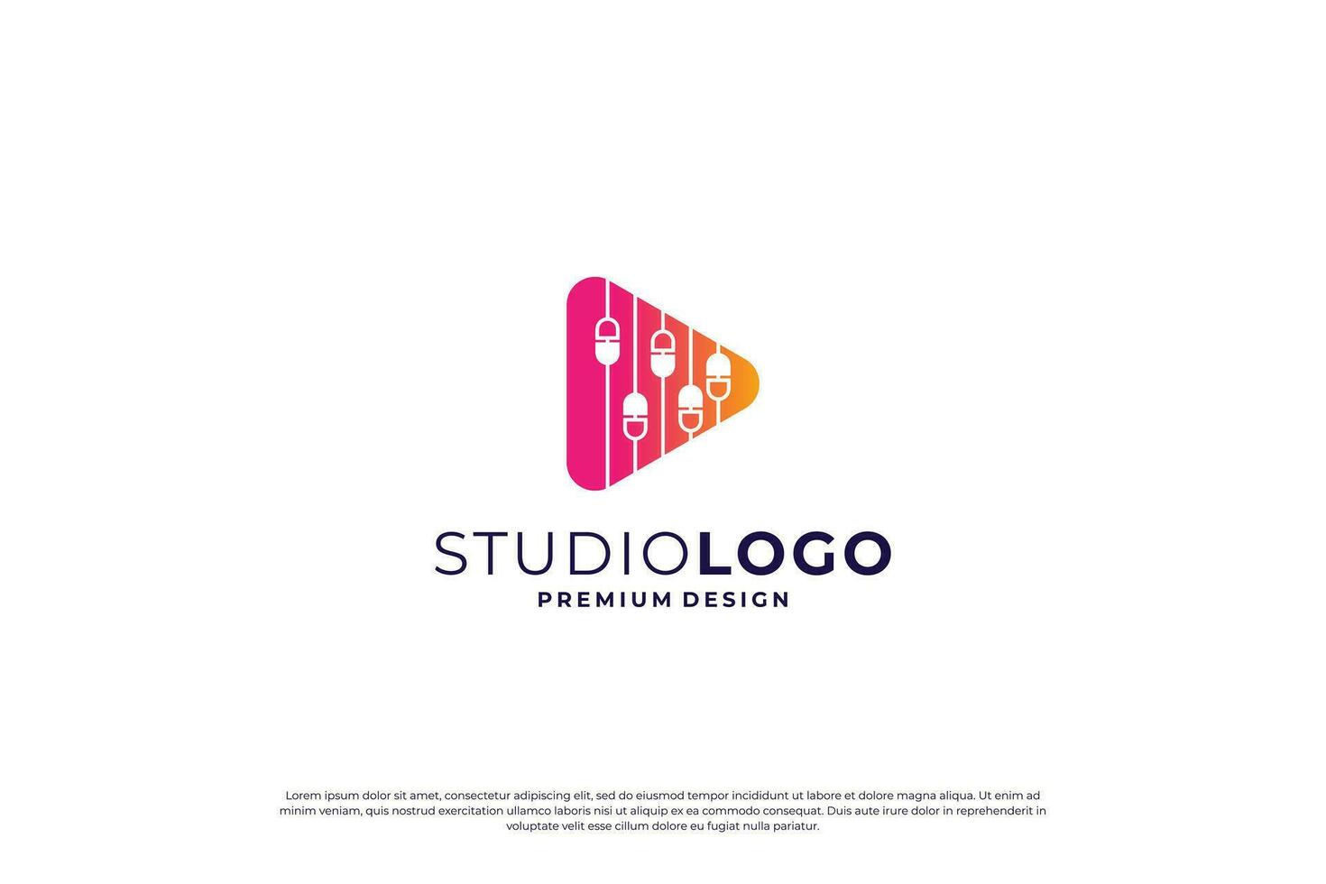 musik logotyp design. spela ikon med lutning Färg. vektor