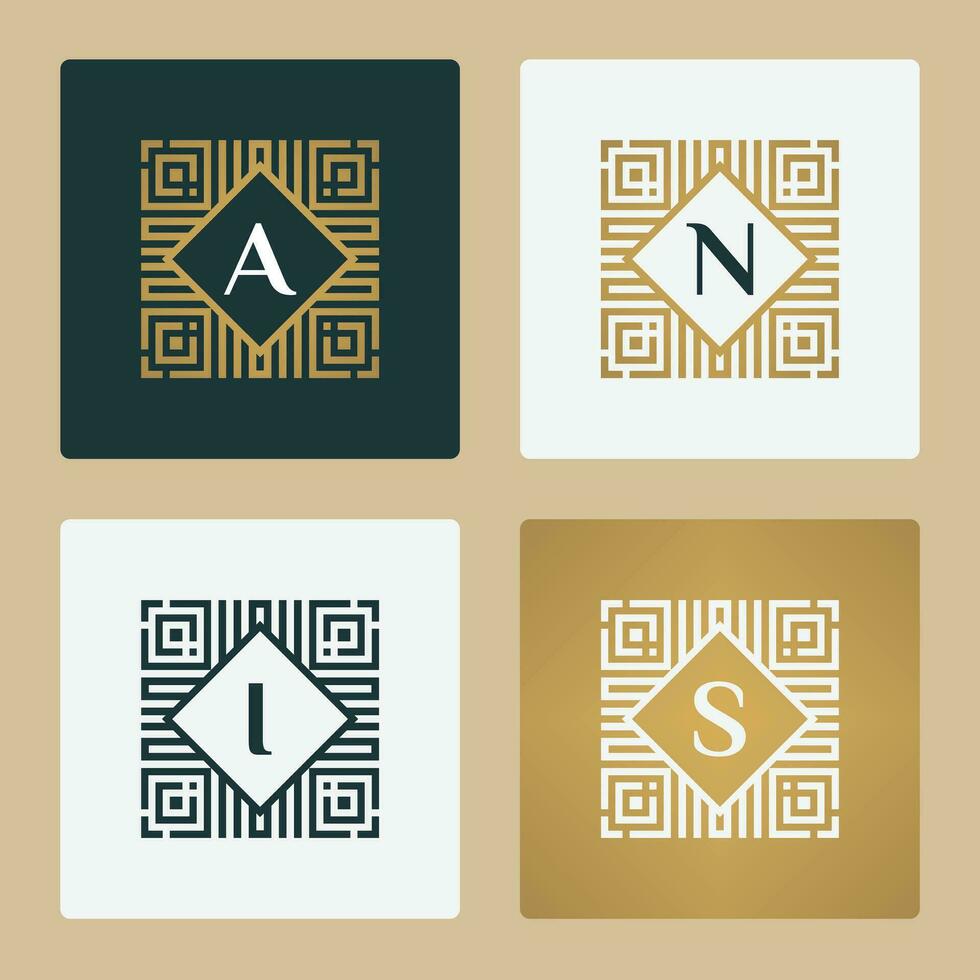 kreativ prydnad monogram första logotyp design årgång stil för din företag vektor