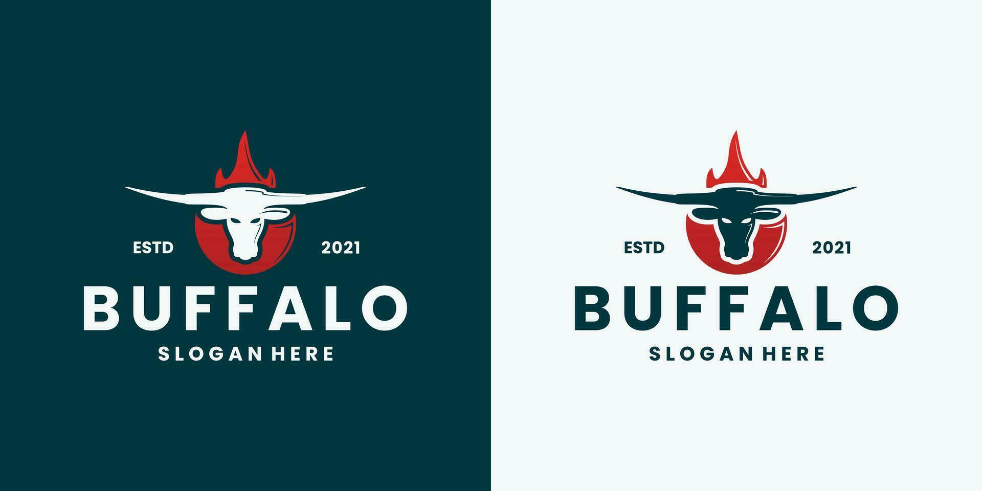 årgång buffel brand longhorn logotyp design vektor